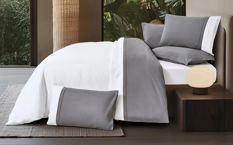 Dina Cotton Duvet Cover Without Filling 6 PCS - King White & Grey