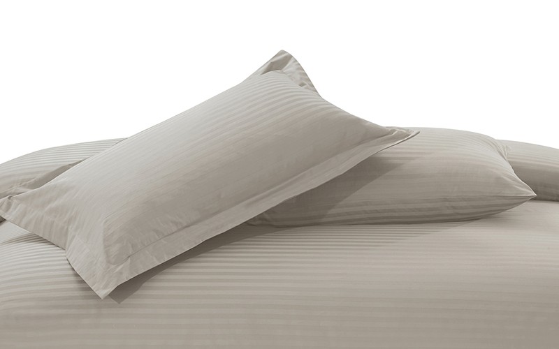 Royal Cotton Stripe Duvet Cover Bedding Set Without Filling  6 PCs - King D.Beige