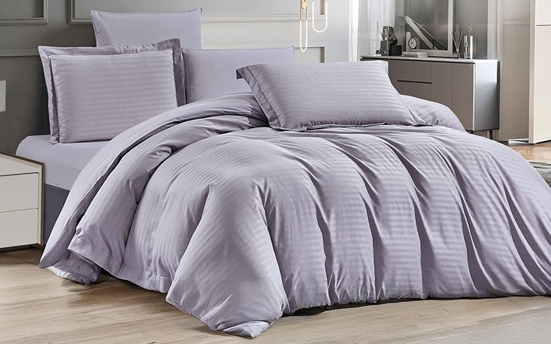 Cathy Stripe Duvet Cover Bedding Set Without Filling 6 PCS - King D.Grey