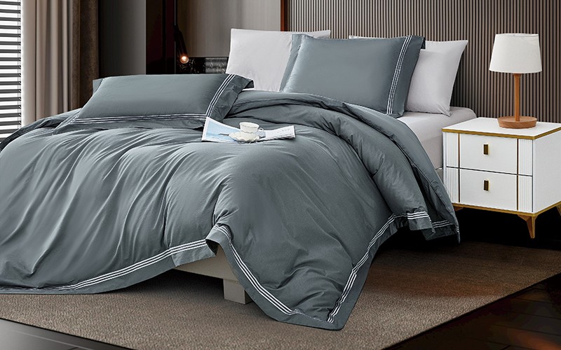 Miller Cotton Embroidered Duvet Cover Bedding Set Without Filling 6 PCS - King D.Grey