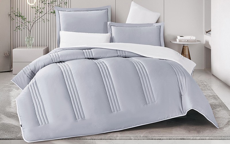 Siena Cotton Comforter Bedding Set 6 PCS - King Silver 