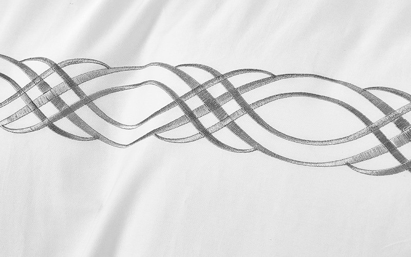 Grace Cotton Embroidered Duvet Cover Set Without Filling 6 PCS - King White & Grey