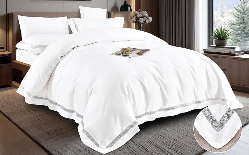 Salma Cotton Lace Duvet Cover Set Without Filling 6 PCS - King White 