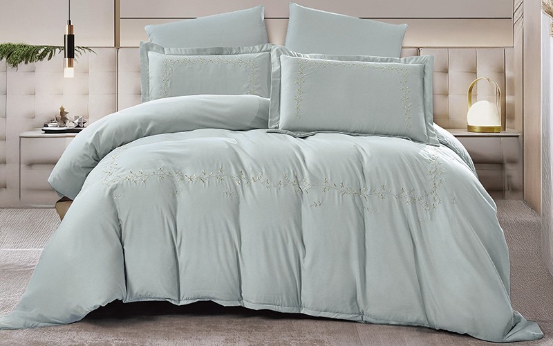 Cuba Embroidered Duvet Cover Bedding Set Without Filling 6 PCS - King Turquoise