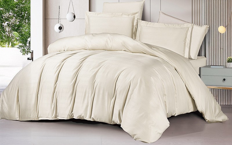 Artha Stripe Duvet Cover Bedding Set Without Filling 6 PCS - King L.Beige