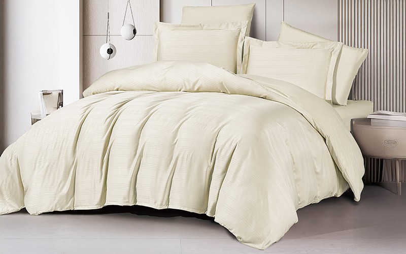 Artha Stripe Duvet Cover Bedding Set Without Filling 6 PCS - King Beige