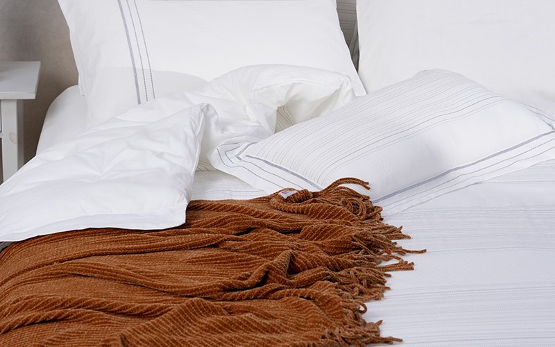 Allen Cotton Jacquard Waffle Comforter Bedding Set 7 PCS - King White & L.Grey