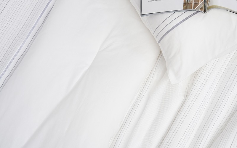 Allen Cotton Jacquard Waffle Comforter Bedding Set 7 PCS - King White & L.Grey