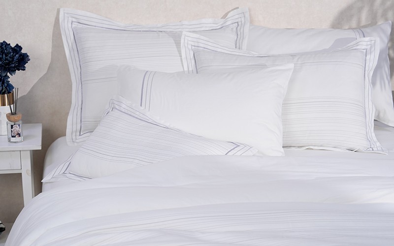 Allen Cotton Jacquard Waffle Comforter Bedding Set 7 PCS - King White & L.Grey