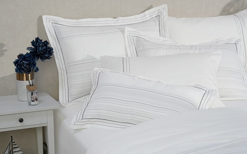 Allen Cotton Jacquard Waffle Duvet Cover Set Without Filling 6 PCS - King White & Grey