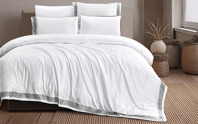 Sana Cotton Jacquard Duvet Cover Bedding Set Without Filling 6 PCS - King White