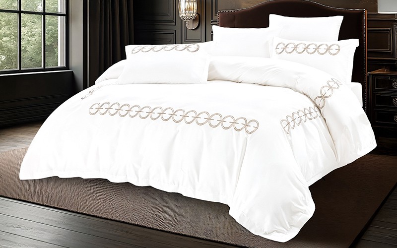 Salwa Cotton Embroidered Duvet Cover Bedding Set Without Filling 6 PCS - King Off White