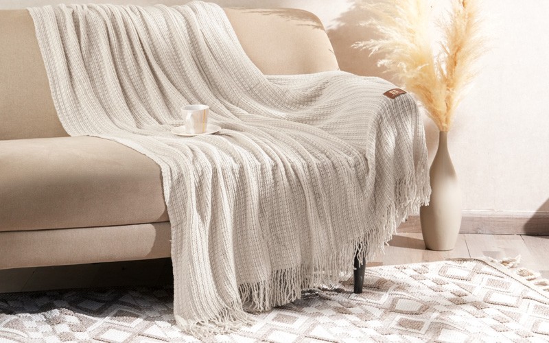 AL Saad Home Knit Blanket - Single L.Beige