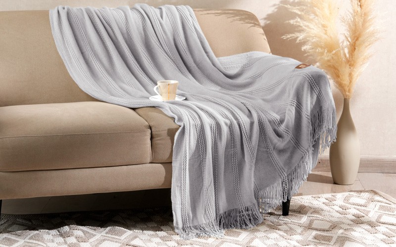 AL Saad Home Knit Blanket - Single Grey