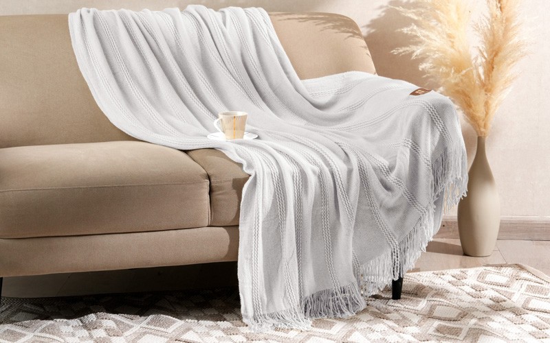 AL Saad Home Knit Blanket - Single L.Grey
