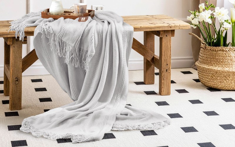 AL Saad Home Knit Blanket - Single L.Grey