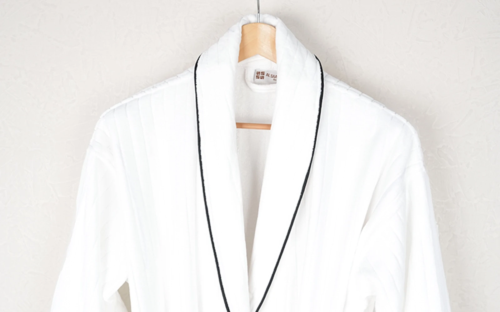 Al Saad Home Stripe Velour Cotton Bathrobe 1 PC - White