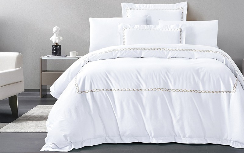 Indigo Cotton Embroidered Duvet Cover Set Without Filling 6 PCS - King White & Beige 
