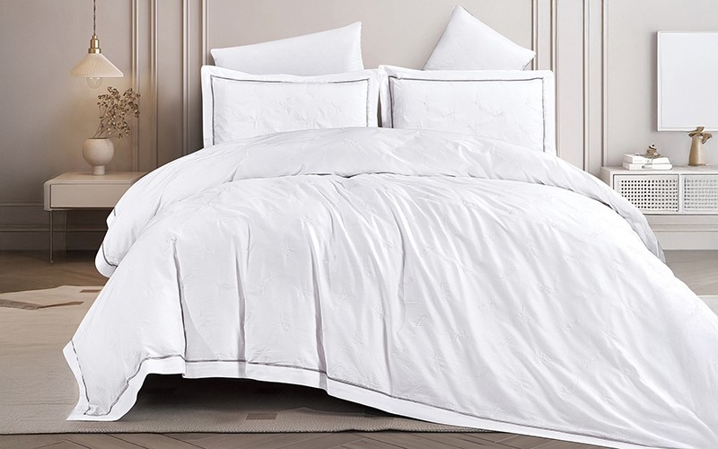 Astor Cotton Embroidered Duvet Cover Bedding Set Without Filling 6 PCS - King White