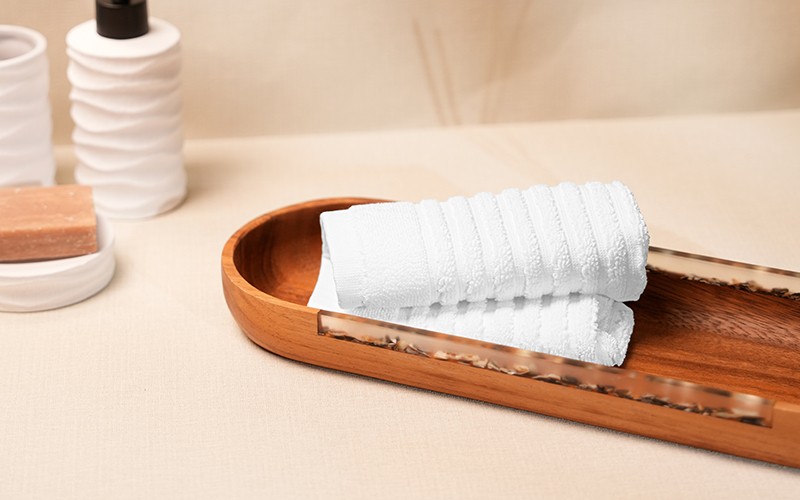 Al Saad Home Cotton Hotel Stripe Towel ( 33 X 33 ) - White