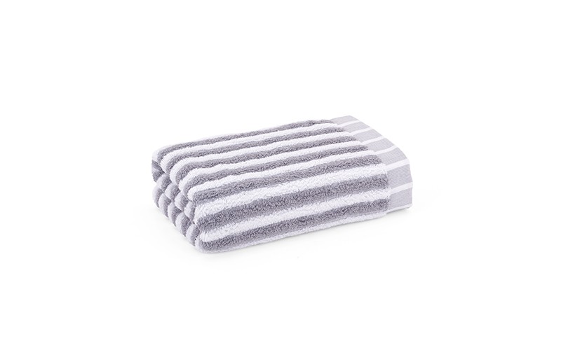 Al Saad Home Cotton Stripe Towel ( 50 X 100 ) - White & Grey