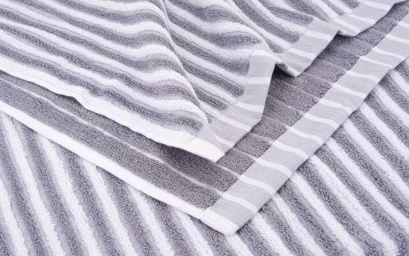 Al Saad Home Cotton Stripe Towel ( 50 X 100 ) - White & Grey