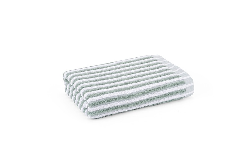 Al Saad Home Cotton Stripe Towel Set 3 PCS - White & Green