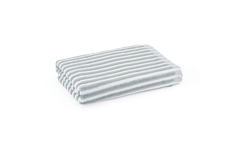 Al Saad Home Cotton Stripe Towel Set 3 PCS - White & Green