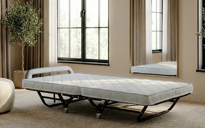 Al Saad Home Folding Bed With Cotton Mattress - White