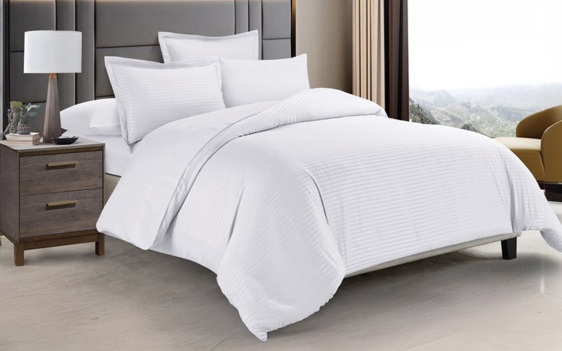 Royal Stripe Duvet Cover Bedding Set Without Filling Set 3 PCS - Single L.Grey