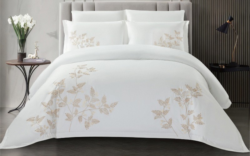 Atlantic Cotton Embroidered Duvet Cover Set Without Filling 6 PCS - King Off White