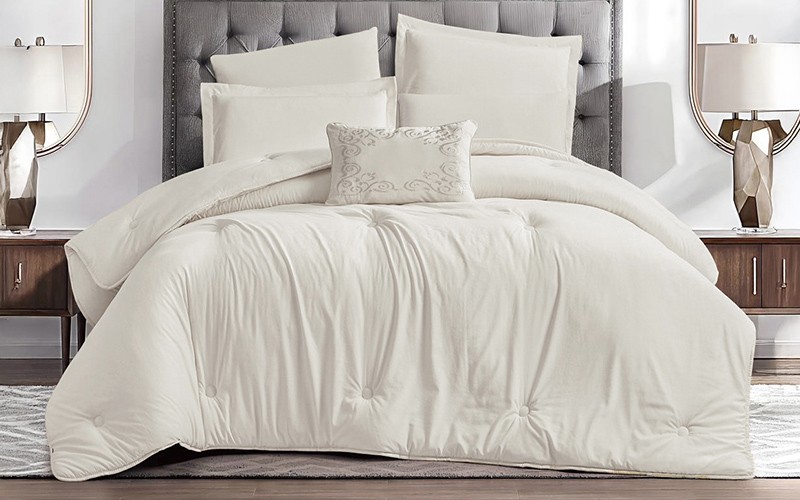 Zari Stripe Comforter Bedding Set 7 PCS - King Cream