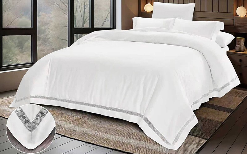 New Salma Cotton Lace Duvet Cover Set Without Filling 6 PCS - King Off White 