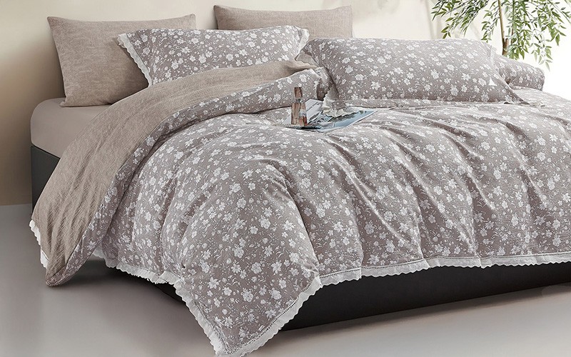 Sina Lace Printed Duvet Cover Bedding Set Without Filling 6 PCS - King Choco