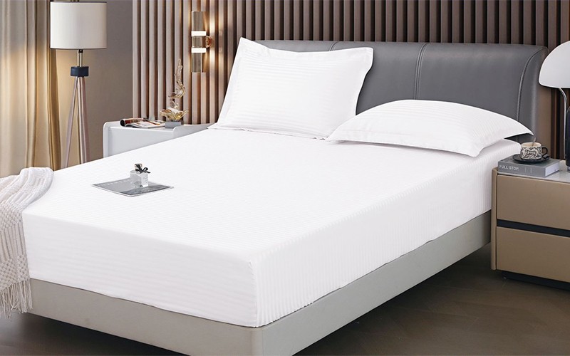 New Relax Hotel Stripe BedSheet Set 3 PCS - King White