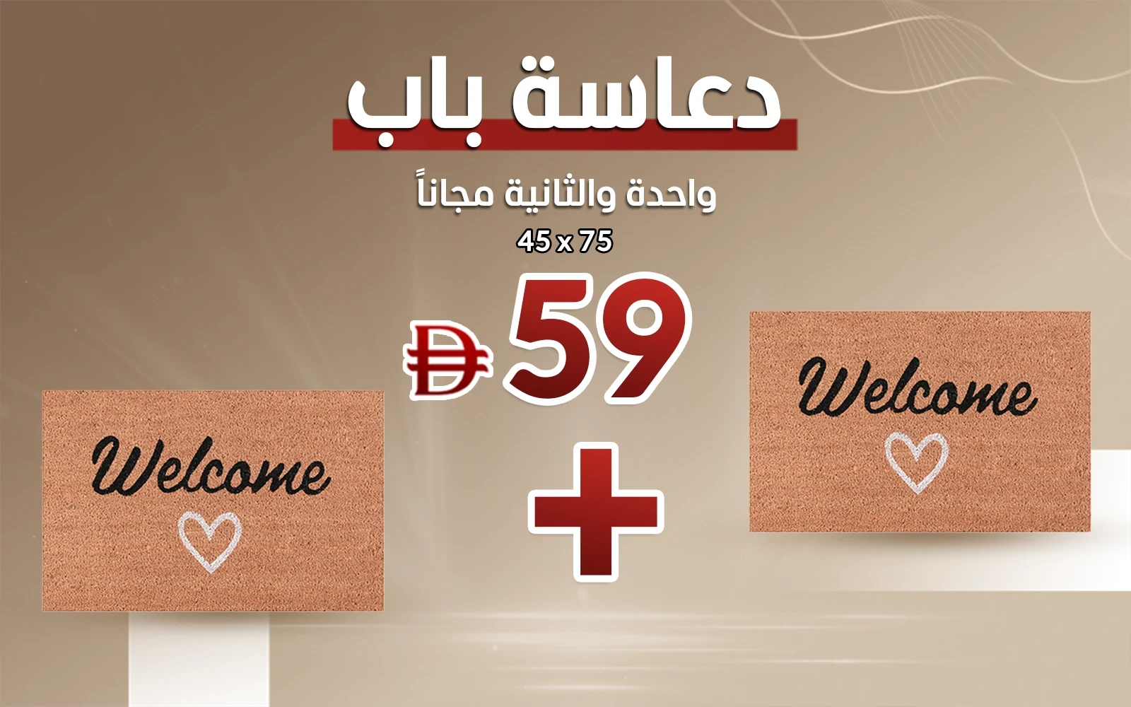 AlSaad Home Door Mat 1PC ( 45 × 75 ) cm - Brown