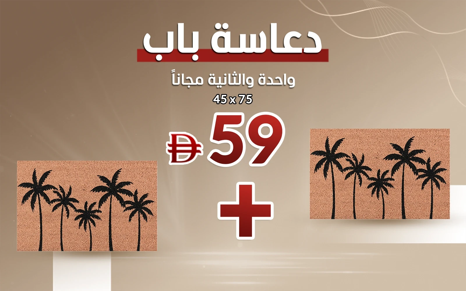 AlSaad Home Door Mat 1PC ( 45 × 75 ) cm - Brown