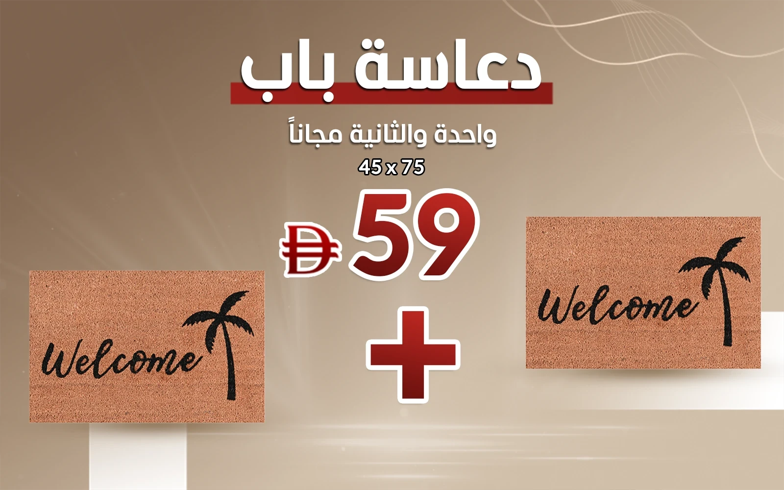 AlSaad Home Door Mat 1PC ( 45 × 75 ) cm - Brown