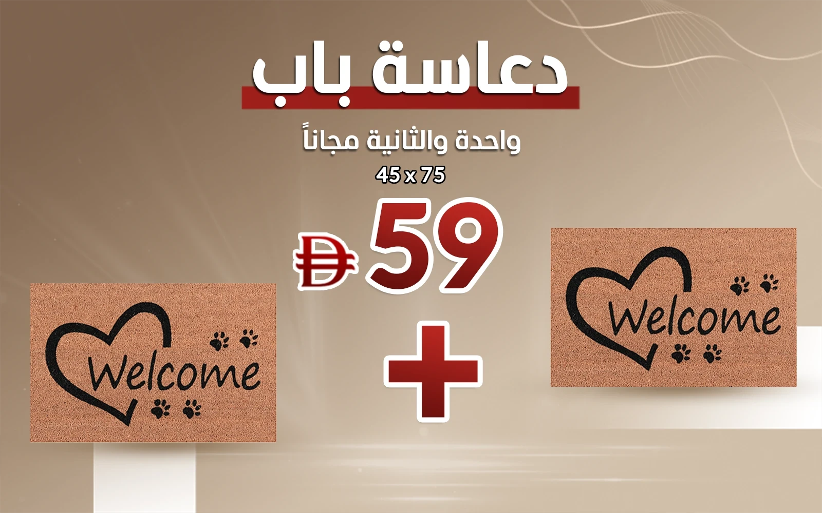 AlSaad Home Door Mat 1PC ( 45 × 75 ) cm - Brown