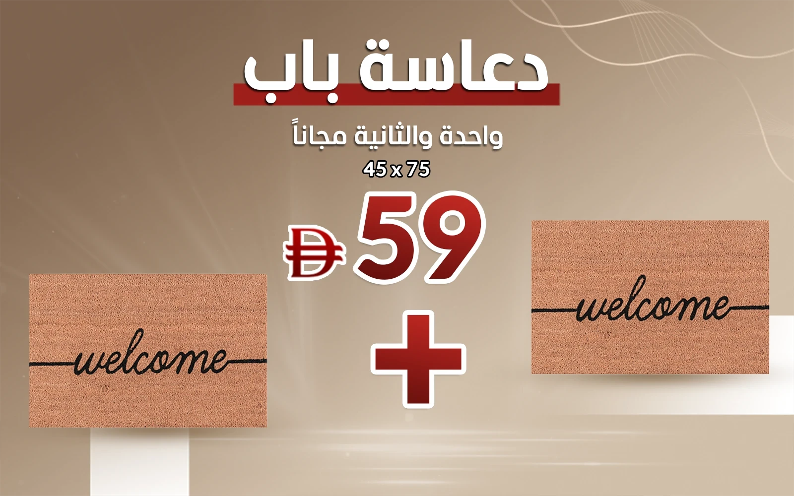 AlSaad Home Door Mat 1PC ( 45 × 75 ) cm - Brown