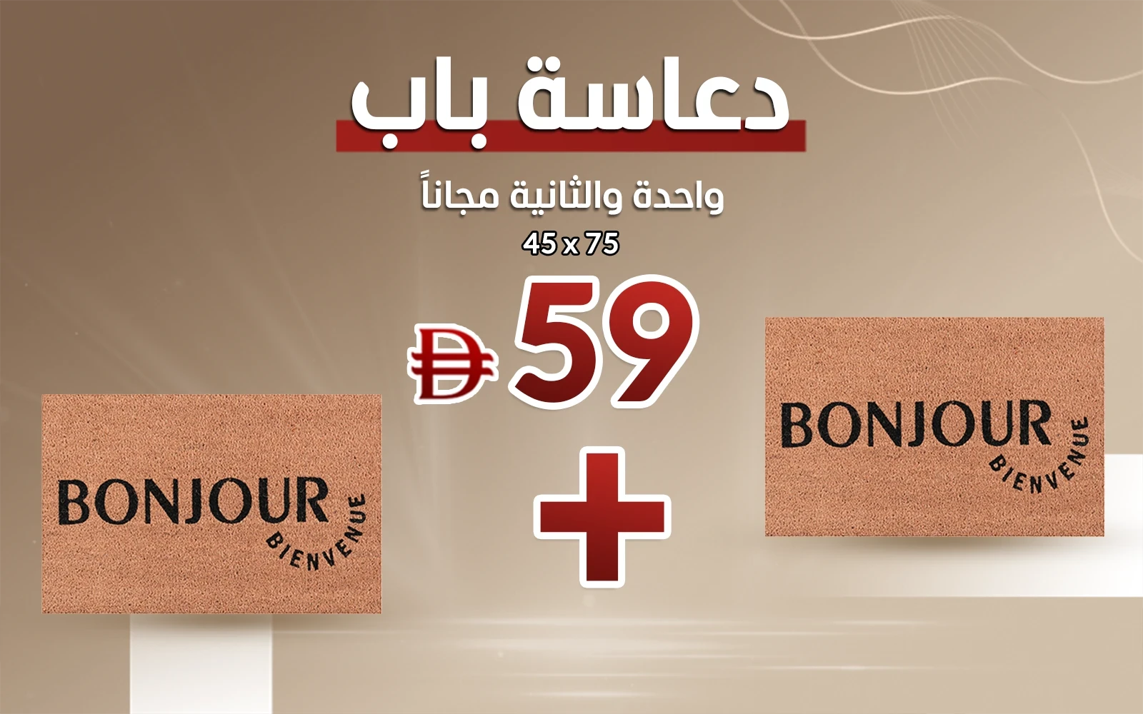 AlSaad Home Door Mat 1PC ( 45 × 75 ) cm - Brown