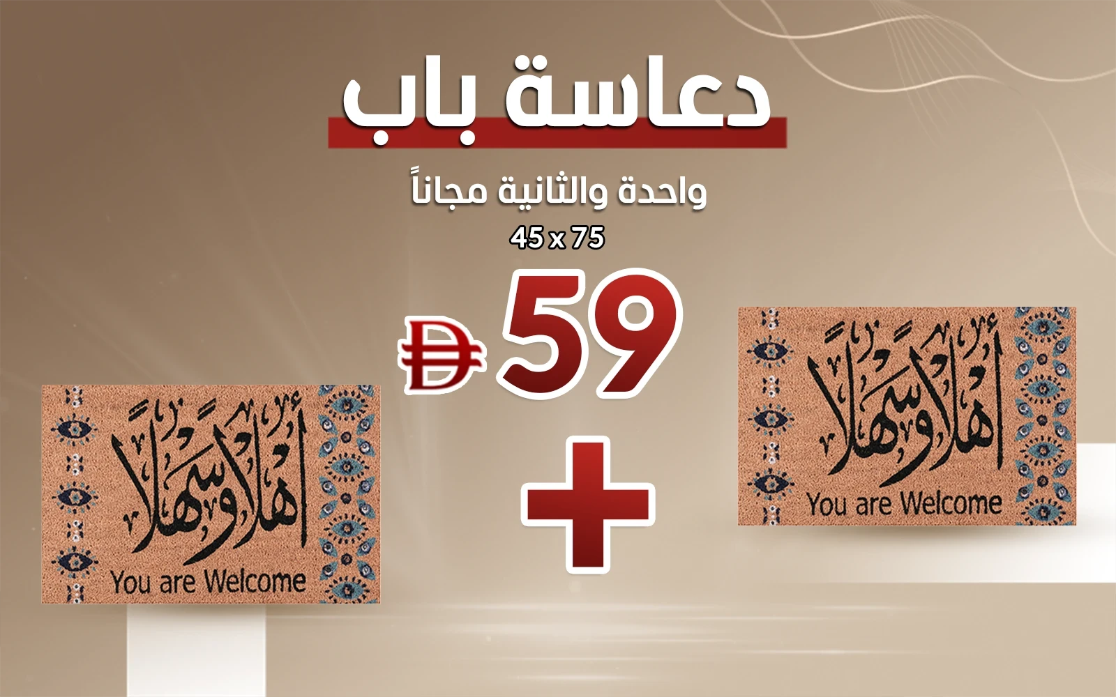 AlSaad Home Door Mat 1PC ( 45 × 75 ) cm - Brown