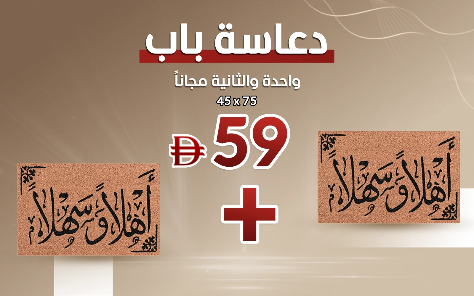AlSaad Home Door Mat 1PC ( 45 × 75 ) cm - Brown