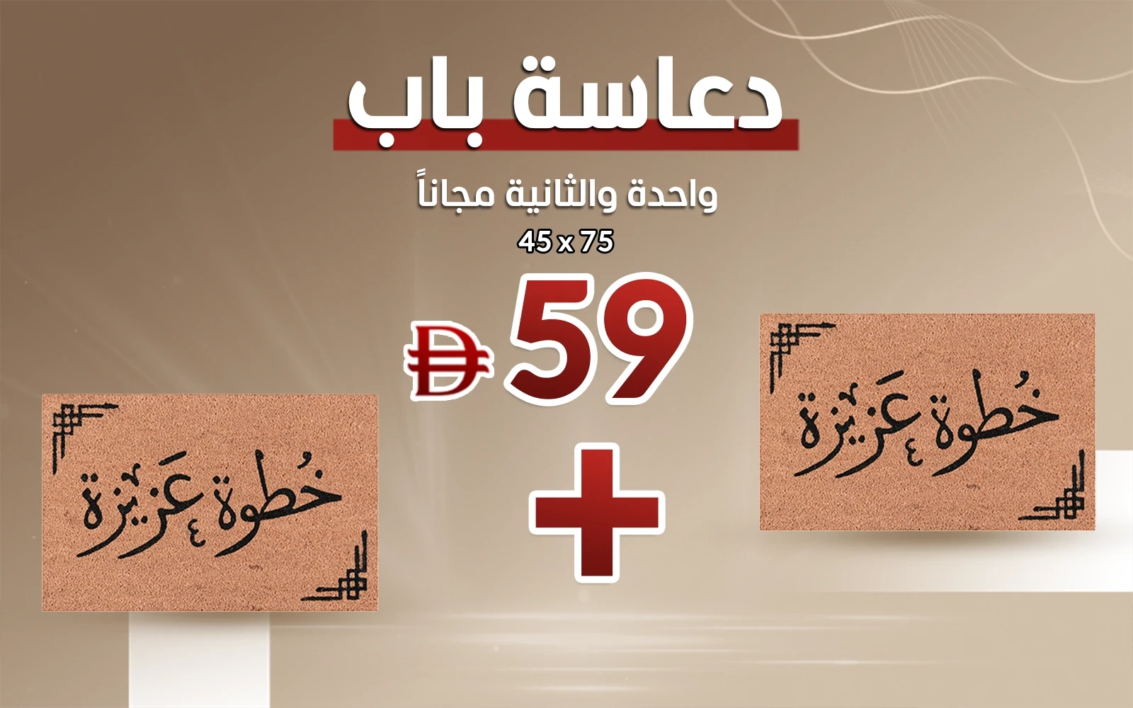 AlSaad Home Door Mat 1PC ( 45 × 75 ) cm - Brown