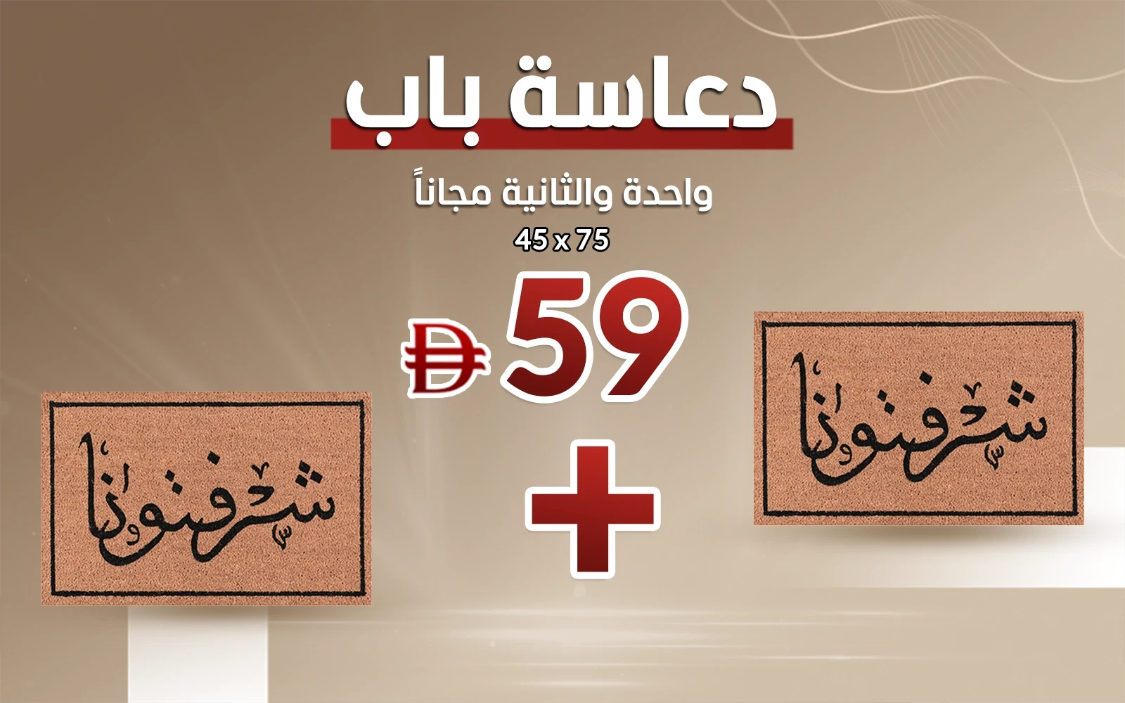 AlSaad Home Door Mat 1PC ( 45 × 75 ) cm - Brown