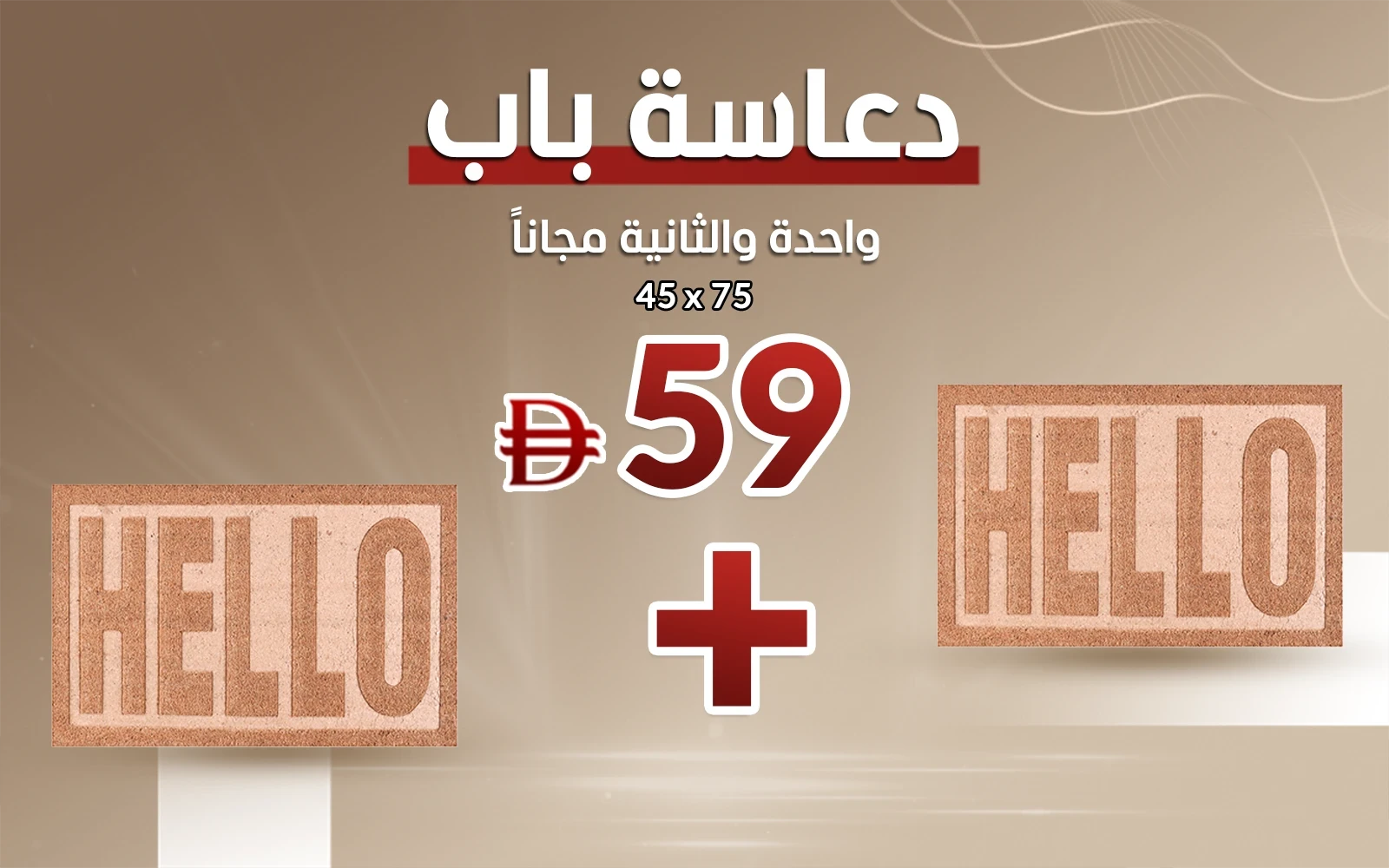 AlSaad Home Door Mat 1PC ( 45 × 75 ) cm - Brown