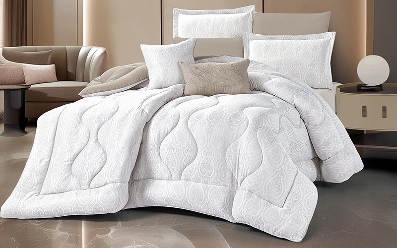 Verna Jacquard Comforter Bedding Set 4 PCS - Single D.Beige