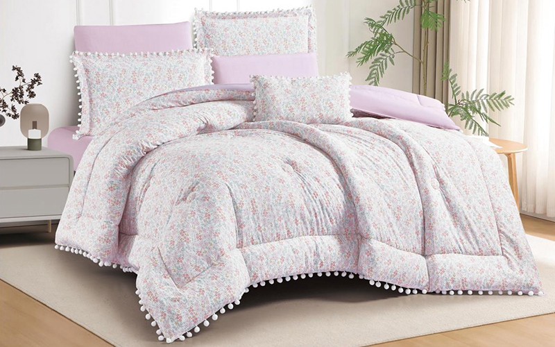 Tabby Double Face Printed Comforter Bedding Set 6 PCS - Queen Multi Color