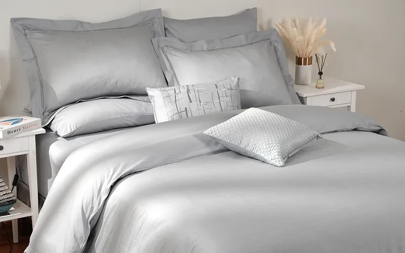 Posh Cotton Jacquard Comforter Bedding Set Box 8 PCS - King Grey