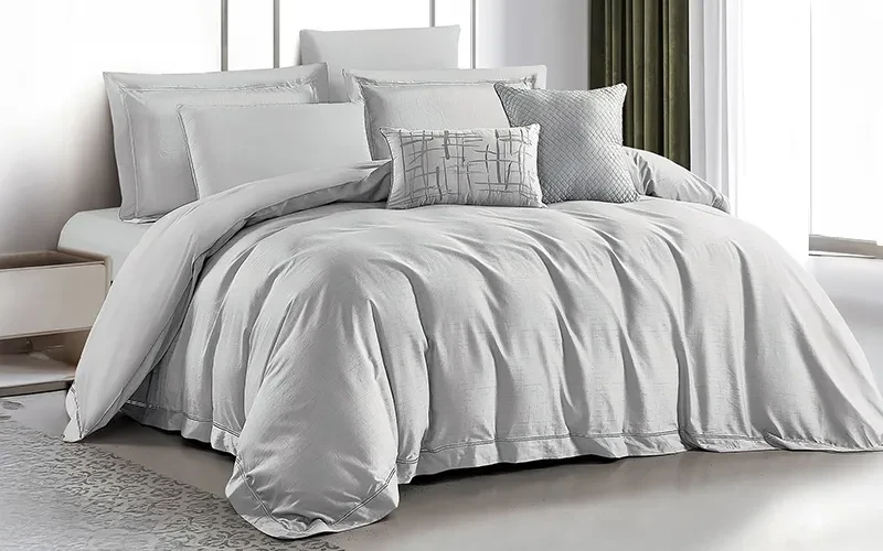 Posh Cotton Jacquard Comforter Bedding Set Box 8 PCS - King Grey